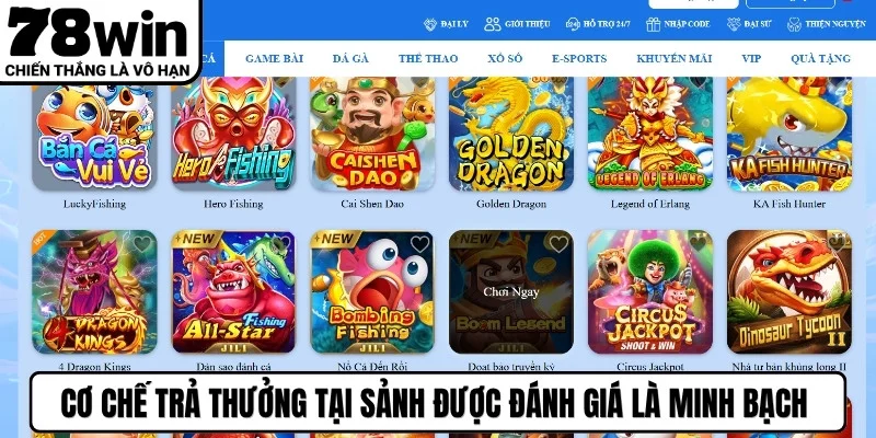 Cơ chế trả thưởng tại sảnh được đánh giá là minh bạch và công bằng