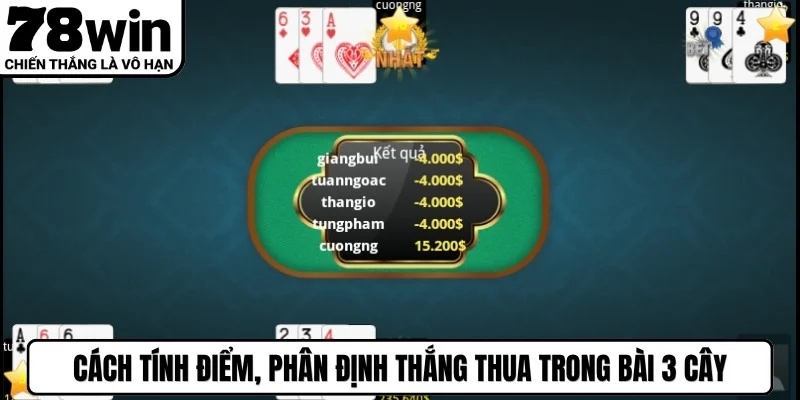 Cách tính điểm, phân định thắng thua trong bài 3 cây