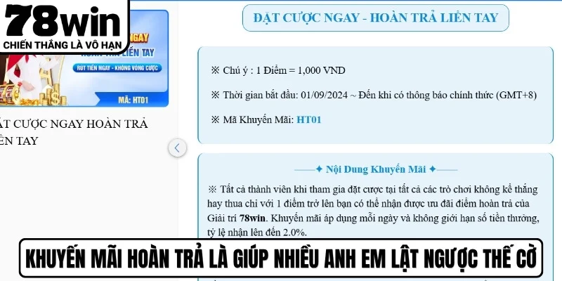 Khuyến mãi hoàn trả là "phao cứu sinh" giúp nhiều anh em lật ngược thế cờ