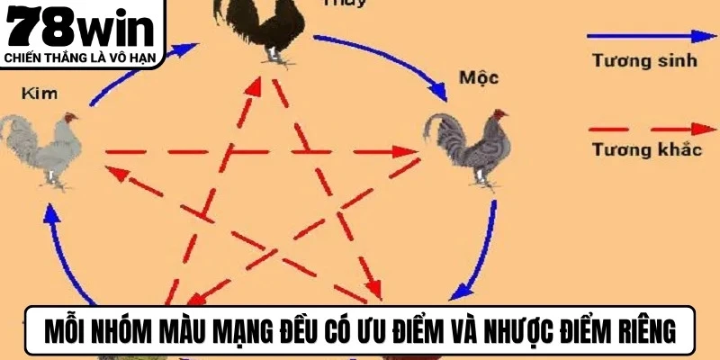Mỗi nhóm màu mạng gà đá đều có những ưu điểm và nhược điểm riêng